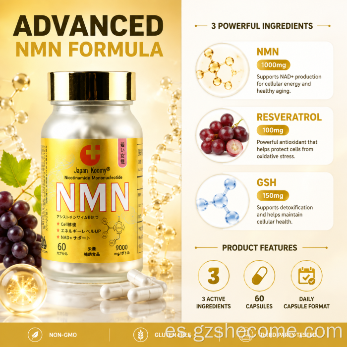 Shecome Women NMN 9000mg Cápsulas Vitalidad De La Piel